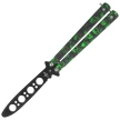 Nóż motylkowy Third Decor Habitat Balisong K3102V Practice Fan Knife Non-Cutting Green Skull 420, Non-Edging Black 420 (TH-K3102V)