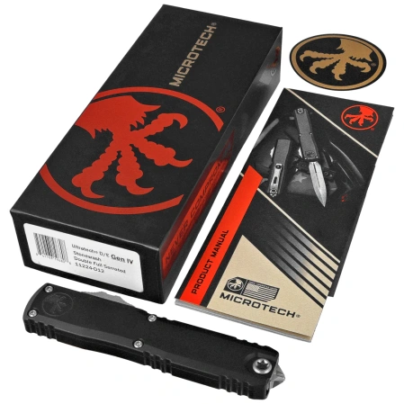 Nóż automatyczny OTF Microtech Ultratech Gen IV D/E Black Aluminium, Stonewashed Double F/S M390MK by Tony Marfione (11224-D12)