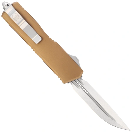 Nóż automatyczny OTF Microtech Scarab II Gen III Executive D/E-S Tan Aluminium, Stonewashed M390MK by Tony Marfione (1181-10TA)