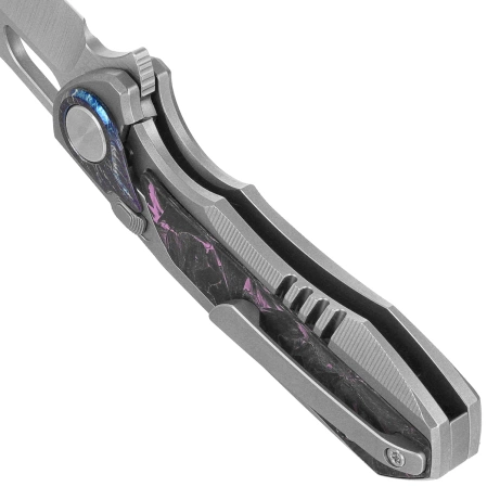 Nóż składany Remette RT-Saker Falcon Gray Titanium / Carbon Fiber, Manual Fine Grinding S45VN (ASTP-3)