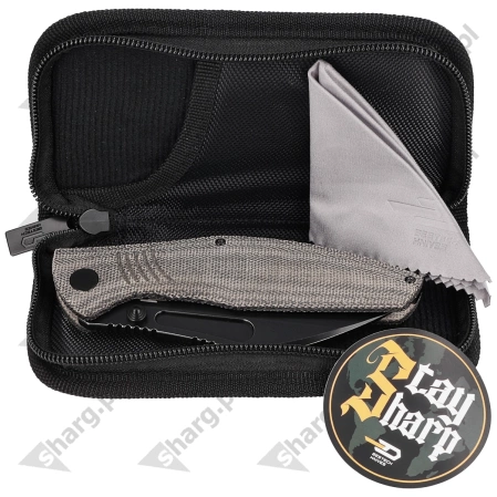 Bestech Lockness Black Canvas Micarta/Titanium, Black Stonewashed M390 by Koens Craft Knife (BT2205F)