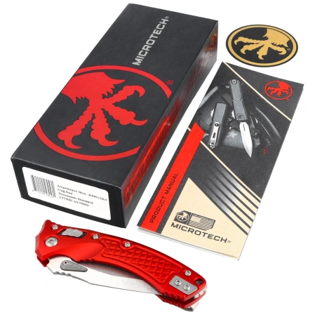 Nóż składany Microtech Amphibian Mini Ram-Lok S/E Red Frag Aluminium, Stonewashed M390MK by Tony Marfione (137MRL-10FRRD)