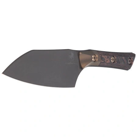 Microtech Santoku 4.2'' Signature Kitchen Knife Bronze Titanium Bolsters/Live Wire Carbon Fiber, Black DLC M390MK (3300B-1DLCLWCFS)