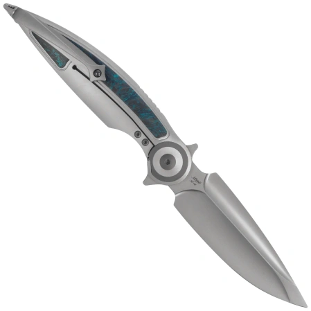 Nóż składany Rike Knife Viper 2 Gray Titanium / Gold Carbon Fiber, Satin M398 by Richard Wu (Viper 2-B)