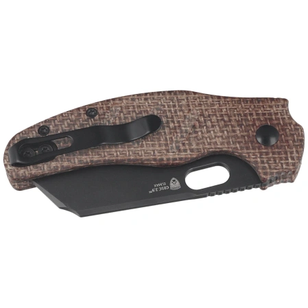 Kizer C01C 2.9 BS Knife Brown Norplex UltreX Micarta, Black DLC Ultra Elmax by Sheepdog Knives (Ki3488.29BSA2)