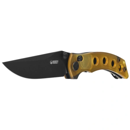 Kubey Hound Knife Yellow Ultem, Black PVD 14C28N by Maksim Tkachuk (KU172H)
