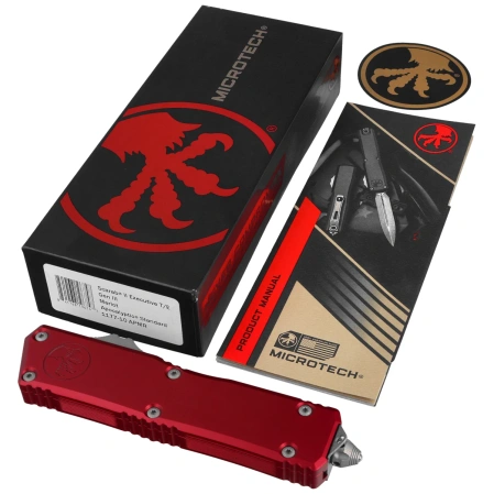 Nóż automatyczny OTF Microtech Scarab Gen III Executive T/E Merlot Aluminium, Apocalyptic P/S M390MK by Tony Marfione (1177-10APMR)