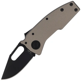 Demko Nano-Shark Stealth CP Knife Artillery Grey Aluminum, Black DLC CPM 20CV by Andrew Demko (NANO-20CV-Artillery Grey ALUM-CP)