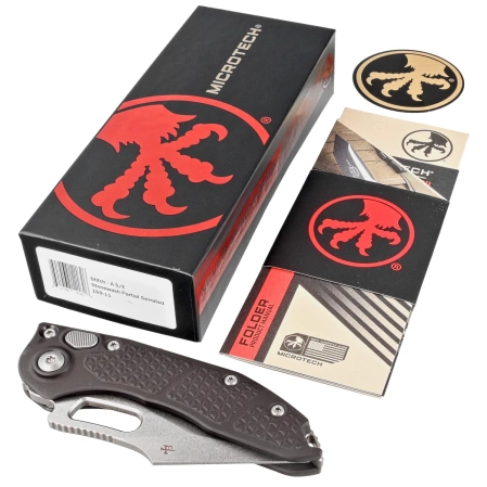 Microtech Stitch-A S/E Black Aluminum, Stonewashed P/S by Borka Blades and Tony Marfione (169-11)