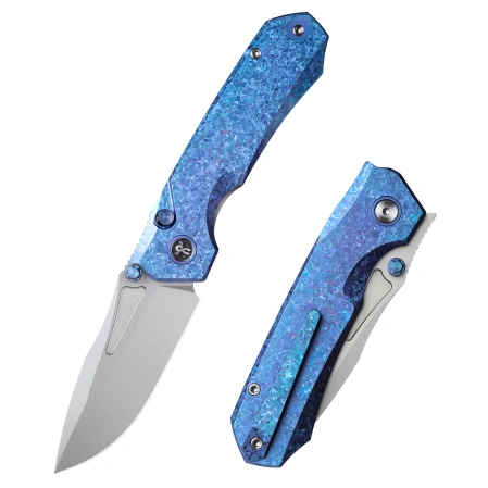 Nóż składany Remette Rhino Blue Crystallized Titanium, Pearlescent M390 (RNTB3)