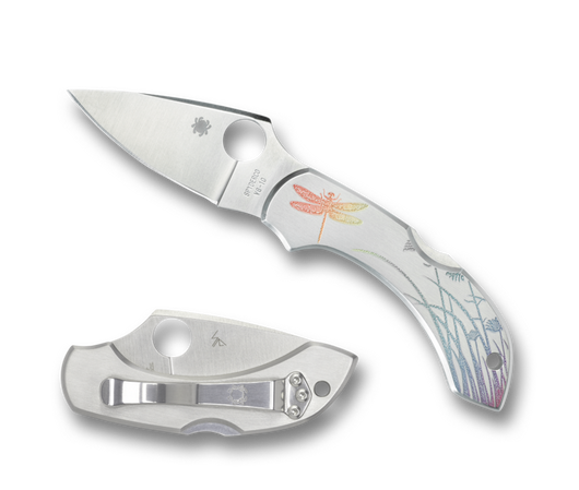 Spyderco Dragonfly Tattoo Stainless, Satin Plain VG-10  by Sal Glesser Knife (C28PT)