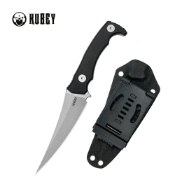 Kubey Sicarii Knife Black G10, Beadblasted 14C28N by Jake Hoback (KU477A)