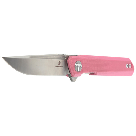 Bestechman Mini Dundee Knife Pink G10, Stonewashed / Satin D2 by Ostap Hel (BMK03B)