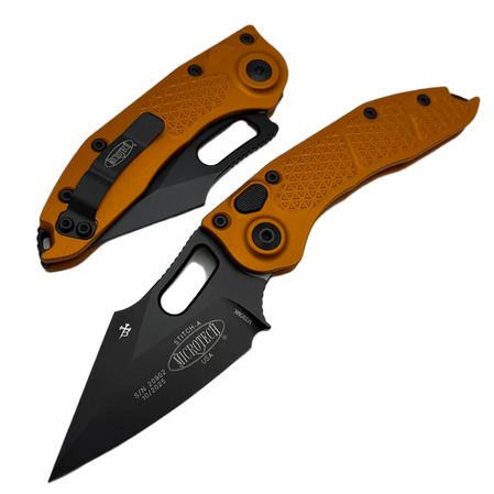 Microtech Stitch-A S/E Automatic Knife Orange Tangerine Aluminum, Black M390 by Borka Blades and Tony Marfione (169-1OT)