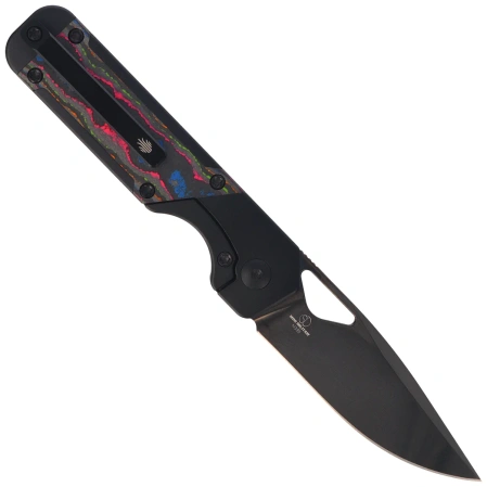 Kizer Mini Militaw Knife Black Titanium / Camo Carbon 80'S, Black DLC M390 by Jonathan Styles (Ki3634SA1)