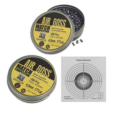 Kit: 2×500 pcs Air Boss Match Competition + 50 140×140 mm Targets