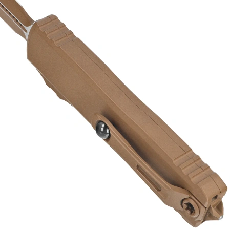 Microtech UTX-85 Gen IV D/E OTF Knife Cerakote Tan Aluminum, Cerakote Tan M390MK by Tony Marfione (12324-1CTA)