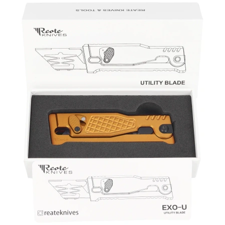 Reate EXO-U V2 Utility Knife Gold Diamond Pattern Aluminum, Stainless Steel