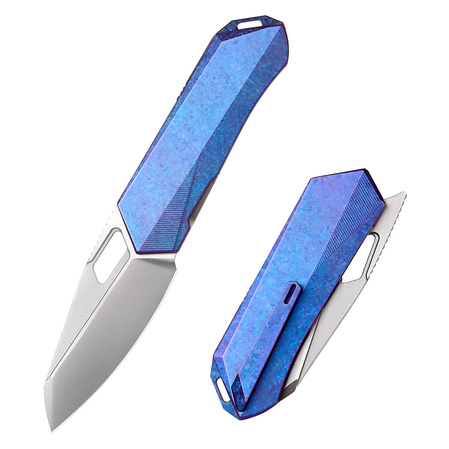 Remette RT-Woodpecker Knife Crystal Blue Titanium, Hand Grinding Pearlescent M390 (RTWP-IB)