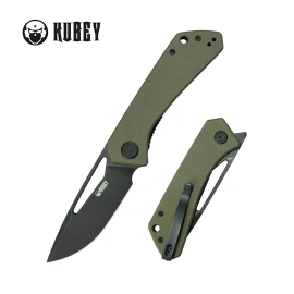 Kubey Knife Thalia Green G10, Blackwashed 14C28N (KU331T)