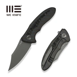WeKnife Varg Tiger Stripe Pattern Flamed Titanium Titanium / Rose Carbon Fiber, Gray Stonewashed MagnaCut (WE25074-3)