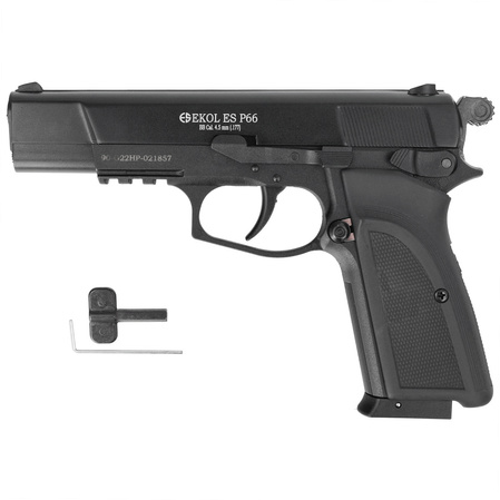 Airgun set 12: Voltran Ekol ES P66 Matte Black 4.5 mm Pistol, 1400 BBs, 10 CO₂ cartridges, 100 targets