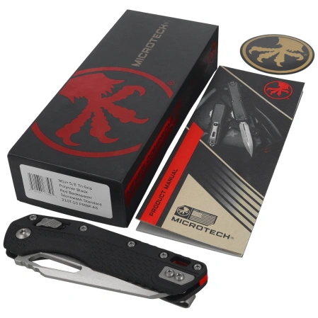 Nóż składany Microtech MSI S/E Black Tri-Grip Polymer / Red Back Strap, Stonewashed M390MK by Tony Marfione (210T-10PMBK-A5)