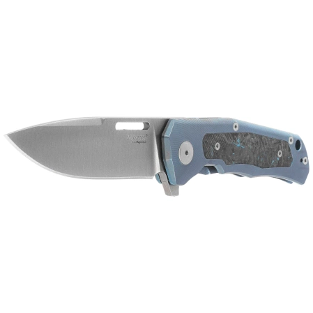 Nóż składany LionSteel Q4ttro Blue Titanium / Fat Carbon, Satin MagnaCut by Molletta (Q4 BL)
