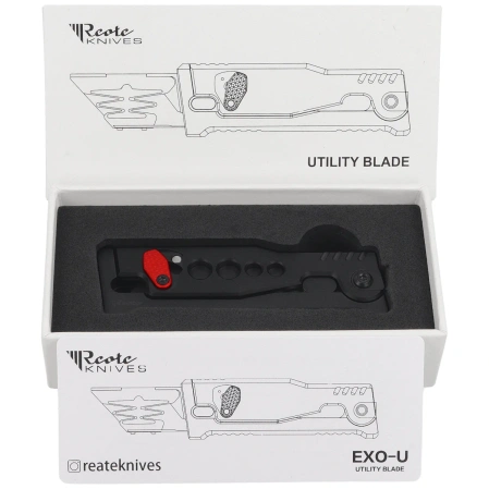 Reate EXO-U V1 Utility Knife Black Speedhole Aluminum, Stainles Steel