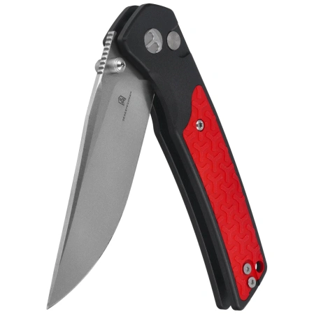 Nóż składany Bestechman Icebreaker Black Aluminum / Red G10, Satin D2 (BMK16A)