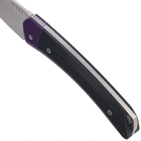 Kizer MoMo Fix 3 Knife Purple-Black G10, Stonewashed AEB-L by Vladimir Legachev (1124A3)