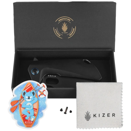 Nóż składany Kizer Takahe Black Titanium, Matte DLC Ultra S35VN by Ben Taubert (Ki3701A2)