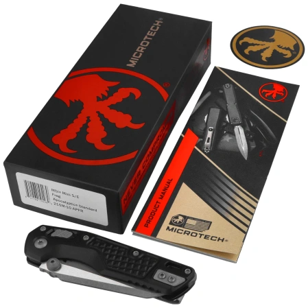 Microtech MSI Mini S/E Knife Frag Black Aluminum, Apocalyptic M390MK by Tony Marfione (210M-10APFR)