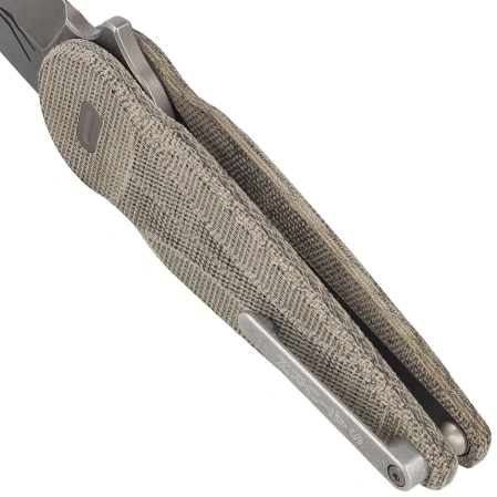 Nóż składany FOX Saturn OD Green Canvas Micarta, Coarse Stone Washed N690Co by Denis Simonutti (FX-551 MOD)
