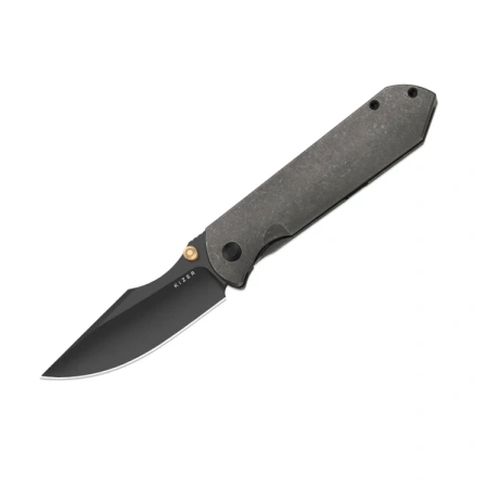Kizer Harpoon Fold Knife Gray Titanium, Matte DLC Ultra Elmax by Maverick Customs (Ki4784A3)