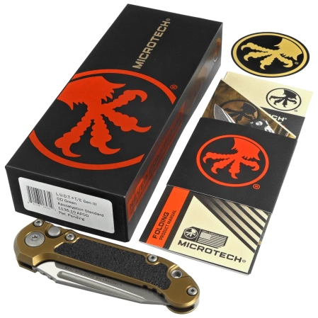 Microtech LUDT Gen III T/E OD Green Aluminum, Apocalyptic M390MK by Tony Marfione (1136-10APOD)