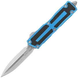 Microtech Scarab II Gen III D/E OTF Knife Blue Aluminum, Stonewashed M390MK by Tony Marfione (1280-10BL)