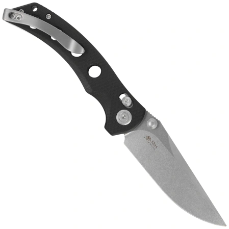 Kubey Hound Knife Black G10, Stonewashed 14C28N by Maksim Tkachuk (KU172A)