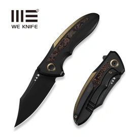WeKnife Varg Black-Golden Titanium / Copper Foil Carbon Fiber, Black Stonewashed MagnaCut (WE25074-1)