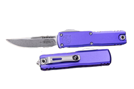 Microtech UTX-85 Gen IV S/E OTF Knife Purple Aluminum, Stonewashed M390MK by Tony Marfione (12314-10PU)