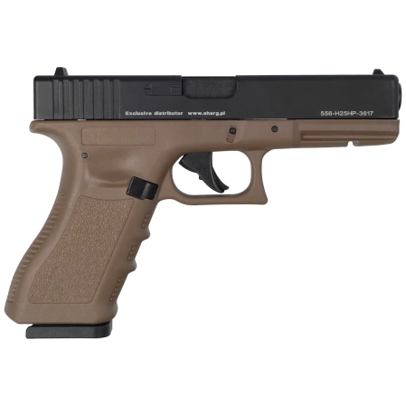 Zestaw wiatrówkowy 65: Pistolet Niksan Defence NKS GL17 Tan Blow Back 4.5 mm, 1400 BBs, 10 kapsuł CO₂, 100 tarcz