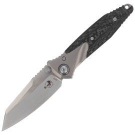 Microtech Socom Bravo Mini Warcom Knife Titanium / Carbon Fiber, Blue HW, Hand Rubbed Satin M390 by Tony Marfione (263M-4CFTI)