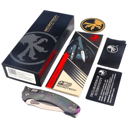 Nóż składany Microtech Amphibian Mini Ram-Lok S/E Marfione Select Nebula Green Slab Side Titanium, Purple Bksp, Stonewashed M390MK by Tony Marfione (137MRL-10MS17)