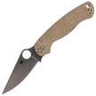 Spyderco Para Military 2 Knife Brown Canvas Micarta, Satin CPM Cru-Wear by Sal, Eric Glesser (C81MPCW2)