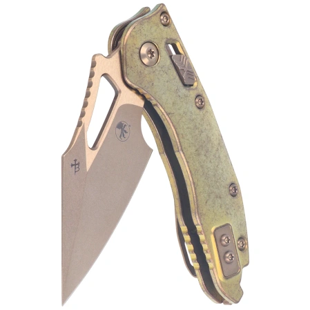 Microtech M-Stitch Ram-Lok S/E Marfione Select Knife Antique Gold Slab Side Titanium, Bronze HW, Bronzed Stonewashed M390MK by Borka Blades and Tony Marfione (169MRL-13MS2)