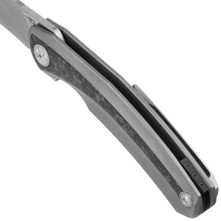 Bestech Sambac Knife Grey Titanium / Marbled Carbon Fiber, Stonewashed / Satin MagnaCut by Ostap Hel (BT2402C)
