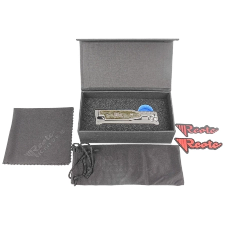 Reate Knife Mini EXO OTF Gravity T/E Bead Blasted Titanium/Green Micarta, Stonewashed CPM 3V