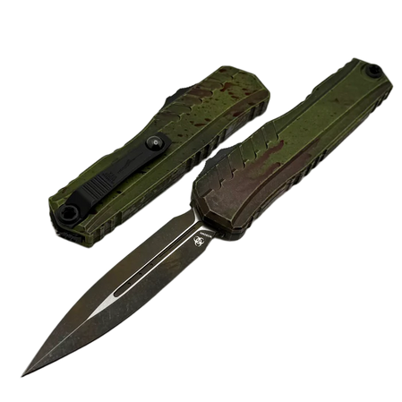 Microtech Cypher II D/E Signature OTF Knife Outbreak Aluminum, Outbreak M390MK by Deryk Munroe i Tony Marfione (1242-1OBS)