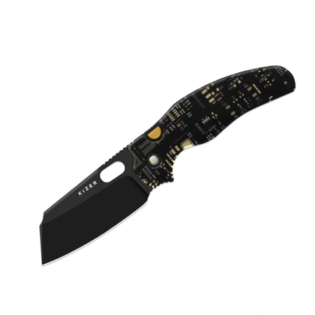Kizer C01C 2.9 BS PCB Knife Black Resin, Black PVD S35VN by Sheepdog Knives (K3488.29BS3)