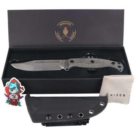 Kizer Ursa Major Knife Black Micarta, Satin Nitro-V by Maksim Epifantsev (1082A3)